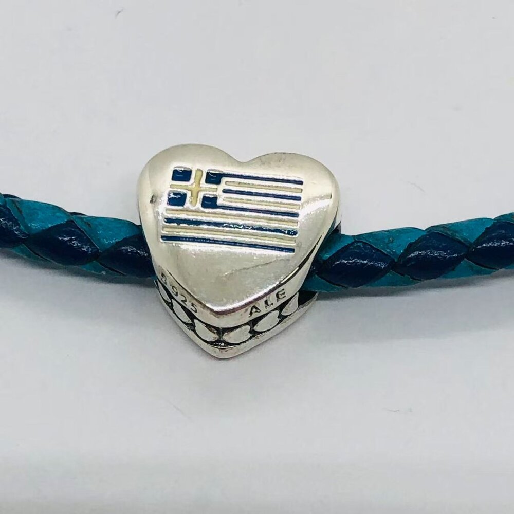 ✨✨Pandora Greece Country Greek Flag Exclusive Heart Charm